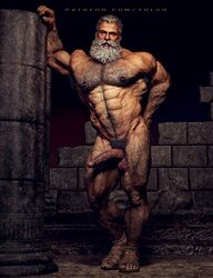 1male 3d abs balls ballsack beard beefy body_hair dilf erect_penis erection facial_hair foreskin greek_mythology hairy hairy_armpits hairy_arms hairy_chest hairy_male hercules human intact male male_nipples male_only masculine mature_male muscles muscular muscular_male nipples nude_male penis pubes pubic_hair retracted_foreskin sandals scrotum solo solo_male testicles uncut veiny_penis white_hair yolco