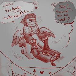 a_regect cervical_contact collar cowgirl_position cuntboy cuntboy_penetrated double_penis hand_holding hoodie korebreaker loving_sex minecraft minecraft_arg precum precum_drip precum_on_penis regect_(a_regect) sketch stomach_bulge tentacle_penetration tentacle_penis vaginal_penetration wings x-ray_view ze_(a_regect)