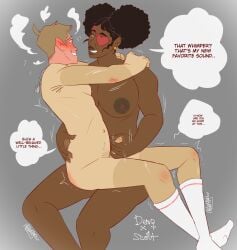 blush blushing blushing_profusely dark-skinned_female demoman_(team_fortress_2) embrace eyepatch female_on_male femdom gentle_femdom handjob hopscotch huge_breasts interracial intersex light-skinned_male praise rule_63 scout_(team_fortress_2) simple_coloring sitting_on_lap socks socks_only straight stroking_penis team_fortress_2 text_bubble tf2 wholesome wholesome_sex