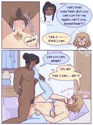 1boy 1girls 2nonbinary bra breasts cum_in_pussy cum_inside dark-skinned_male femsub interracial light-skinned_female mastectomy_scar nipples nonbinary nonbinary_penetrated penis pubic_hair pussy repost t4t thighhighs trans_man trans_woman transfem transgender transgender_man transgender_woman transmasc vaginal_penetration welcome_to_heaven