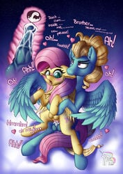 2019 absurd_res animal_genitalia animal_penis bite blush bodily_fluids brother brother_and_sister calena crotchboobs cum cum_inside cutaway cutie_mark dialogue duo ear_bite english_text equid equine equine_penis feathered_wings feathers female feral fluttershy_(mlp) friendship_is_magic furry genital_fluids heart hi_res horsecock incest male mammal my_little_pony older_sister open_mouth penetration penis pterippus pussy sex sibling sister straight text unwanted_cumshot vaginal_penetration wings younger_brother zephyr_breeze_(mlp)