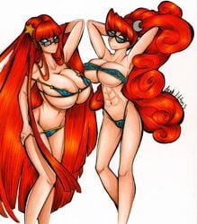 2girls blue_eyes breasts cameltoe cartoon_network cleavage curly_hair curvy dead-kittens3 erect_nipples female glasses green_eyes hair_ornament huge_areolae huge_ass huge_breasts johnny_test_(series) light-skinned_female light_skin long_hair mary_test multiple_girls orange_hair puffy_nipples red_hair sisters straight_hair susan_test test_twins twins very_long_hair voluptuous wide_hips