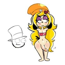 1boy anthro balls beanie blonde_hair bottomless eyeshadow fellatio femboy furry girly large_penis long_eyelashes long_hair male male_only monamania mostly_nude parappa parappa_da_rappa parappa_the_rapper parappa_the_trappa penis precum solo sweetdandy wide_hips