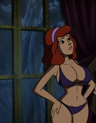 1girls 5_fingers big_breasts black_eyes breasts cleavage daphne_blake edit female female_only hairband hand_on_hip hanna-barbera huge_breasts human human_only lipstick long_hair pink_lipstick pouting red_hair redhead scooby-doo screenshot_edit thick_thighs third-party_edit underwear wide_hips