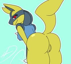 1girls 2019 alternate_color animated anthro anthrofied anus ass back big_ass blue_background blue_fur bottom_heavy breasts canid canine canis clitoris deadxqueen eye_contact female frame_by_frame fur furry furry_only half-closed_eyes looking_at_viewer looking_back loop lucario naked nintendo nude pokemon pokemon_(species) presenting presenting_anus presenting_hindquarters presenting_pussy pussy raised_tail rear_view red_eyes shaking_butt shiny_lucario shiny_pokemon small_breasts smile smirk solo solo_female tail thick_thighs video_games wide_hips yellow_fur