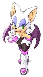 anthro breasts cleavage clothed clothing erosuke female female_only fur furry furry_only rouge_the_bat sega shortstack solo sonic_(series) standing tail tongue tongue_out