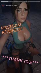 3d alien armpits bare_arms bare_shoulders big_breasts boots breasts brown_eyes brown_hair busty cleavage cleavage_cutout curvy egg electronics eyelashes female female_focus female_only fingerless_gloves firearm footwear gun handgun handwear human instagram lara_croft lara_croft_(survivor) large_breasts legwear monster necklace neckwear nose_piercing pale_skin piercing pinup pistol selfie shiny_skin short_shorts sitting social_media solo sweat tattoo tentacle tentacles_around_legs thick_eyebrows thick_thighs thigh_holster tomb_raider weapon wildeerstudio xenomorph_egg