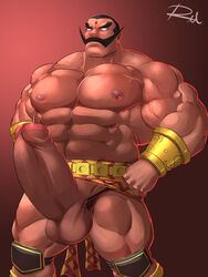 1boy abs bara boner darun_mister erection facial_hair large_penis male male_only moustache muscle penis reclamon solo street_fighter street_fighter_ex testicles uncensored veiny_penis