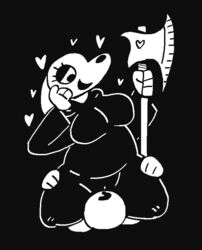 anon axe black_and_white canine dogaressa facesitting furry heart thick_thighs undertale