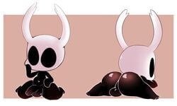 2019 anthro arthropod ass backsack balls better_version_at_source big_butt black_eyes black_skin bubble_butt ciavs girly hollow_knight insects lying male navel nude on_front penis presenting protagonist_(hollow_knight) simple_background solo uncut vessel_(species) video_games