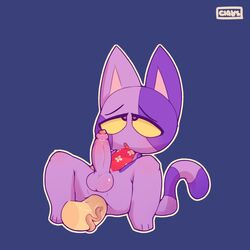 <3_eyes 1:1 2018 anal anal_sex animal_crossing anthro ass balls better_version_at_source bob_(animal_crossing) bottomless ciavs clothed clothing disembodied_penis domestic_cat duo erection felid feline felis fur gay heart heart-shaped_pupils hi_res male male/male mammal nintendo open_mouth penetration penis purple_fur sex simple_background solo_focus uncut video_games