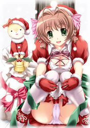 breasts christmas cleavage daikobutu haruka_suzumiya kimi_ga_nozomu_eien panties pantyshot pointy_chin shiruko suzumiya_haruka thighhighs underwear