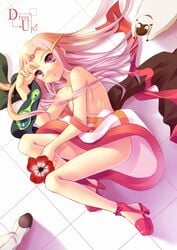 anemone_(eureka_seven) anemone_(flower) eureka_seven eureka_seven_(series) flower high_heels komi_zumiko long_hair pink_hair platform_footwear platform_heels red_eyes shoes solo undressing