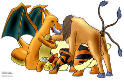 2004 arcanine charizard color fellatio feral fur insertion interspecies m_stuarn male male_only multiple_males nintendo nude oral penis pokemon pokemon_(species) sex sketch tauros yaoi