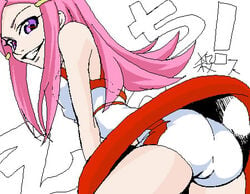 anemone_(eureka_seven) ass boyshorts cameltoe eureka_seven eureka_seven_(series) grin lowres oekaki panties pink_hair smile solo underwear upskirt white_panties