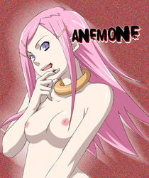 1girls anemone_(eureka_seven) breasts collar eureka_seven eureka_seven_(series) female hair_ornament hairclip jam kuroo_(project_apricot) kurootoko nude pink_hair purple_eyes solo