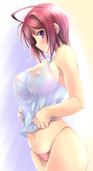 1girls bare_shoulders blush breasts cute erect_nipples fct female gundam gundam_seed gundam_seed_destiny huge_breasts large_breasts looking_at_viewer lunamaria_hawke midriff navel nipples no_bra no_pants panties pink_panties profile puffy_nipples purple_eyes red_hair see-through short_hair sideboob smile solo tank_top underwear