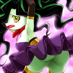 armpits ass breasts cleavage elbow_gloves gloves green_skin lowres powerpuff_girls_z sedusa skirt