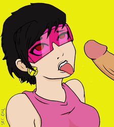 dagoobah edit fangs jubilation_lee jubilee marvel penis pink-tinted_eyewear short_black_hair silentraccooncity sunglasses tinted_eyewear tongue tongue_out vampire visor x-men