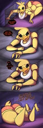 animatronic anthro ass avian beak big_ass big_butt bubble_butt dialogue feet female female_focus female_only five_nights_at_freddy's inconvenient_ass jaeh scottgames solo stuck stuck_in_vent thick_thighs thighs toy_chica_(fnaf) wide_hips