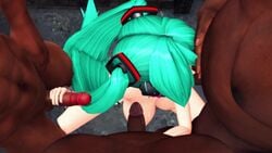 3d animated aqua_hair creampie cum_in_mouth cum_inside cum_on_breasts cum_on_face cum_on_floor cutie39 dark-skinned_male dark_skin deepthroat doggy_style double_handjob double_penetration fellatio foursome gangbang green_hair group_sex hand_on_head hatsune_miku headphones interracial large_breasts mikumikudance multiple_penises on_knees oral prison prisoner slurp sound spitroast turquoise_hair twintails url video vocaloid