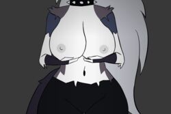 1girls 2d 2d_animation animated anthro belly big_breasts breast_grab breast_squish breasts canid canine canis clothed clothing curvy_figure dark_body dark_fur demoness exposed_breasts female fur furry goth grey_body grey_fur hand_on_breast helluva_boss light_body light_fur loona_(helluva_boss) mammal monster_girl navel nipples partially_clothed solo squish teasing thigh_gap torn_clothing vivienne_medrano voluptuous white_body white_fur wide_hips wolf zync