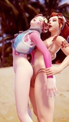 1futa 1girls 3d alternate_costume blender brigitte d.va dickgirl female futa_on_female futanari intersex overwatch sex strapy waveracer_d.va