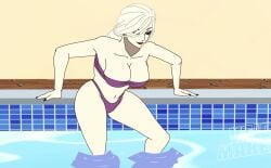 ai_generated_voice ass_focus bikini bouncing_breasts jiggle jiggling_ass jujutsu_kaisen mei_mei_(jujutsu_kaisen) pool purple_bikini tagme video water white_hair