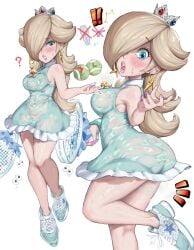 big_ass blonde_female blonde_hair blue_eyes butt_crack crown earrings embarrassed embarrassed_expression exclamation_point large_ass mario_(series) mario_tennis mario_tennis_fever medium_breasts nail_polish nails_painted nintendo no_bra no_panties no_underwear pink_nail_polish princess_rosalina question_mark racket rosalina see-through see-through_clothing sideboob silver_crown star star_earrings surprised surprised_expression sweat sweatdrop sweating sweaty sweaty_body tennis_ball tennis_outfit tennis_shoes tennis_uniform wet_body wet_clothes wet_clothing wet_skin yamino_ekakinin