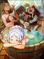 bathing fern_(sousou_no_frieren) frieren kono_subarashii_sekai_ni_shukufuku_wo! methode_(sousou_no_frieren) satou_kazuma snegovski sousou_no_frieren stark_(sousou_no_frieren) tagme water
