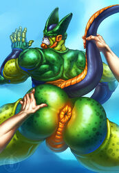 2boys alien anus ass balls barazoku biceps big_ass_(male) big_butt blue_eyes bubble_butt cell_(dragon_ball) clenched_teeth dragon_ball dragon_ball_z faceless_male fangs gay green_skin hand_on_butt human looking_back looking_down lytta_the_bug male male_only mammal manly muscular orange_skin presenting presenting_anus presenting_hindquarters puffy_anus semi-perfect_cell sharp_teeth spread_butt spread_legs spreading swollen_anus teeth thick_thighs triceps white_male yaoi