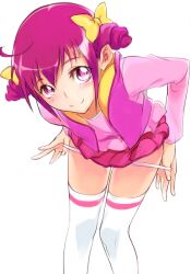 hair_ribbon hoshizora_miyuki kick-to-rip legs looking_at_viewer miniskirt panties panties_down panties_pulled_down panty_pull pink_eyes pink_hair pink_panties pink_skirt pink_underwear pretty_cure removing_panties removing_underwear skirt smile_precure smiling_at_viewer standing thighhighs underwear_down underwear_pull underwear_pulled_down undressing white_thighhighs