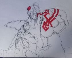artist_request big_breasts breasts clothing deepwoken ganymede_(deepwoken) male realistically-usual roblox roblox_game robloxian saintsworn_(deepwoken) silentheart_(deepwoken) simple_background source_request spot_color standing tagme traditional_media_(artwork) vesperian_(deepwoken)