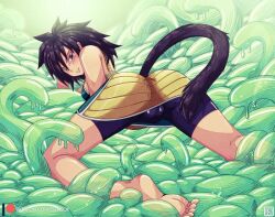 gine dragon_ball dragon_ball_z dragon_ball_super house black_hair saiyan saiyan_female saiyan_tail saiyan_girl big_breasts big_ass tentacle tentacles tentacle_sex tentacle_in_pussy tentacle_penetration penetration slime_tentacle