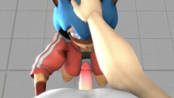1girl1boy 3d_animation 3d_model 3dcg animated anthro blowjob blowjob_face blue_hair boobs brand_new_animal clothes faceless_male foot_fetish forced forced_oral jacket michiru_kagemori orange_eyes orange_fur orange_skin sfm shorts sound sound_effects source_filmmaker tagme vagina video