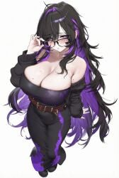 1girls 2d 2d_(artwork) 2d_artwork 5_fingers adjusting_glasses beauty_mark beauty_mark_on_breasts belly belt big_breasts big_titties black_hair black_hair_female breasts cleavage clothed clothed_female clothes curvy curvy_body curvy_female curvy_figure digital_drawing_(artwork) digital_media digital_media_(artwork) ear eyeglasses eyes eyes_half_closed eyes_half_open eyes_open female_focus female_only fingernails fingers fixing_glasses furry_ears girl girlfailure glasses goddess_of_victory:_nikke hips humanoid label_(nikke) light-skinned_female light_skin lips long_hair long_hair_female looking_at_viewer looking_up looking_up_at_viewer multicolored_hair nails no_bra no_dialogue no_text open_sweater pale-skinned_female pale_skin purple_eyes revealing_clothes revealing_clothing robot robot_girl sexy sexy_female slim slim_female slim_girl sweater textless thefelix thick_thighs thighs two_tone_hair video_game video_game_character video_game_franchise video_games white_background