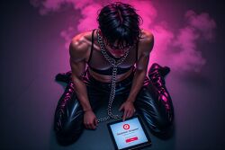ai_generated chains intersex kneeling leather on_knees steam tablet