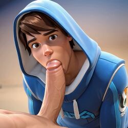 2boys ai_generated animated blowjob brian_(overwatch) cmnp deepthroat gay hoodie male male/male male_only overwatch tagme video