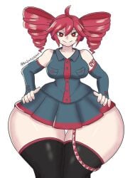 1girls 2d 2d_(artwork) ahoge arm_tattoo artist_name ass_bigger_than_head ass_bigger_than_torso big_breasts big_thighs bottom_heavy breasts clothed clothed_female clothing curvaceous curvy curvy_female curvy_figure detached_sleeves enormous_thighs fat_thighs female female_only fully_clothed gigantic_thighs hands_on_hips headset hips_wider_than_shoulders hourglass_figure huge_hips huge_thighs hyper hyper_hips hyper_thighs ineffective_skirt kasane_teto large_breasts large_thighs looking_at_viewer massive_hips massive_thighs microskirt miniskirt pear-shaped_figure pear_shaped pear_shaped_female plump plump_thighs radionoiseart red_eyes red_hair shiny_thighhighs simple_background skirt slim_waist smile solo solo_female tattoo thick_thighs thigh_gap thighhighs thighs thighs_bigger_than_head thighs_bigger_than_torso tiny_waist twin_drills utau voluptuous voluptuous_female white_background wide_hips