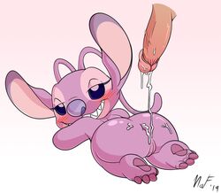 1boy 1girls 2019 4_toes after_sex alien angel_(lilo_and_stitch) antennae anus armpits ass back big_ears big_eyes big_feet blush bodily_fluids bottom_heavy claws cum cum_drip cum_from_ass digital_media_(artwork) disembodied_penis disney dripping duo experiment_(lilo_and_stitch) eye_contact eyelashes feet female genital_fluids grin half-closed_eyes humanoid_penis larger_male leaking lilo_and_stitch looking_at_viewer looking_back male multicolored_antennae not_a_furfag nude partial_male pawpads penis pink_body pink_skin pull_out purple_eyes purple_nose purple_pawpads pussy sharp_teeth shortstack size_difference smaller_female smile text thick_thighs toe_claws toes veins veiny_penis watermark wet white_background wide_hips