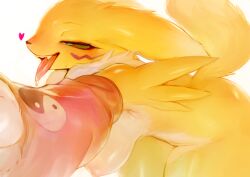 2026 3gs anthro areola bandai_namco biped breasts digimon digimon_(species) digital_drawing_(artwork) digital_media_(artwork) female front_view fur hi_res nipples nude nude_anthro nude_female renamon smile solo tail teeth tongue