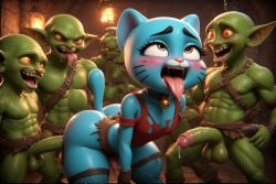 3d ahe_gao ai_generated anal anthro bell_collar big_penis blue_cat blue_fur blush cat_ears cat_girl cat_tail cave collar cum cum_drip cum_inside cum_on_body cum_on_face drooling dungeon erection explicit fantasy fellatio femboy furry gangbang goblin green_goblin green_skin group gumball_watterson handjob heart-shaped_pupils male males_only monster multiple_males muscular_male onecutegirl31 oral orgy pointy_ears red_eyes rendered ripped_clothing small_male surrounded the_amazing_world_of_gumball tongue_out torch vaginal_penetration