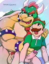 2019 2boys balls big_penis bottomless bowser clothing cum_in_ass cumshot foreskin gay gay_sex glans hourlessmage luigi male male/male male_only male_penetrating mario_(series) mario_tennis nintendo retracted_foreskin uncut veiny_penis