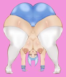 bending bending_over beyblade beyblade_x blue_hair braless breasts huge_ass huge_boobs huge_breasts nine_kurosu nipples shirtless shorts stockings thick_ass thick_thighs