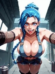 ai_generated alternate_ass_size alternate_body_type alternate_breast_size beautiful beauty blue_eyes blue_hair breasts clothed clothing crazy_eyes crazy_smile female female_focus female_only gigantic_ass gigantic_breasts huge_ass huge_breasts hyper hyper_breasts hyper_butt jinx_(league_of_legends) large_ass large_breasts league_of_legends league_of_legends:_wild_rift legends_of_runeterra long_hair mommy nagiotoai open_eyes ponytail riot_games solo solo_female solo_focus stretched_clothing tight_clothing voluptuous voluptuous_body voluptuous_female wanting_sex