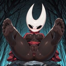 1girls ai_generated anus ass ass_focus barefoot breasts breasts_out feet feet_focus feet_up female female_focus female_only foot_fetish haremoverlord hollow_knight hollow_knight:_silksong hornet_(hollow_knight) huge_breasts laying_on_back legs legs_up partially_clothed pussy soles teasing thick_ass thick_thighs thighs vagina
