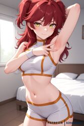 1girls ai_art ai_generated armpit_fetish armpits breasts earrings female_villain freckles freckles_on_face ginger ginger_female ginger_hair gundam gundam_00 hair_between_eyes hazel_eyes jewelry large_breasts mobile_suit_gundam more_at_source nena_trinity pale-skinned_female pale_skin red-haired_female red_hair redhead redhead_female redheaded_female solo solo_female solo_focus stud_earrings twintails twintails_(hairstyle) villainess yellow-eyed_female yellow_eyes