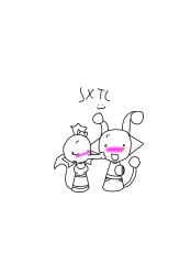 blushing_couple clothed female incredibox_mod kissing_cheek simon_(sprunki) simonxtoy_chica_ship slixtz23 sprunki sprunki_fnaf sprunki_oc toy_chica_(sprunki_fnaf)
