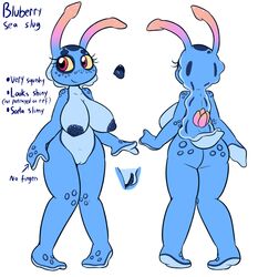 1girls 2019 antennae anthro aquatic_gastropod areolae arm_markings ass back back_markings big_ass big_breasts big_eyes blue_body blue_nipples blue_pussy blue_skin blue_tongue blueberry_(felino) bottomwear breasts character_name chubby clitoris clothing eyelashes facial_markings felino female fingerless gastropod head_markings hi_res huge_breasts information large_ass marine markings model_sheet mollusk nipples non-mammal_breasts nude open_mouth original_character overweight overweight_female pink_eyes pussy sea_slug shoulder_markings skirt slug smile solo text thick_thighs tongue tongue_out wide_hips yellow_sclera