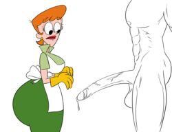 big_ass big_penis dat_ass dexter's_laboratory dexter's_mom huge_ass huge_cock jarsman_(artist) milf muscles muscular partial_male penis_awe unfinished